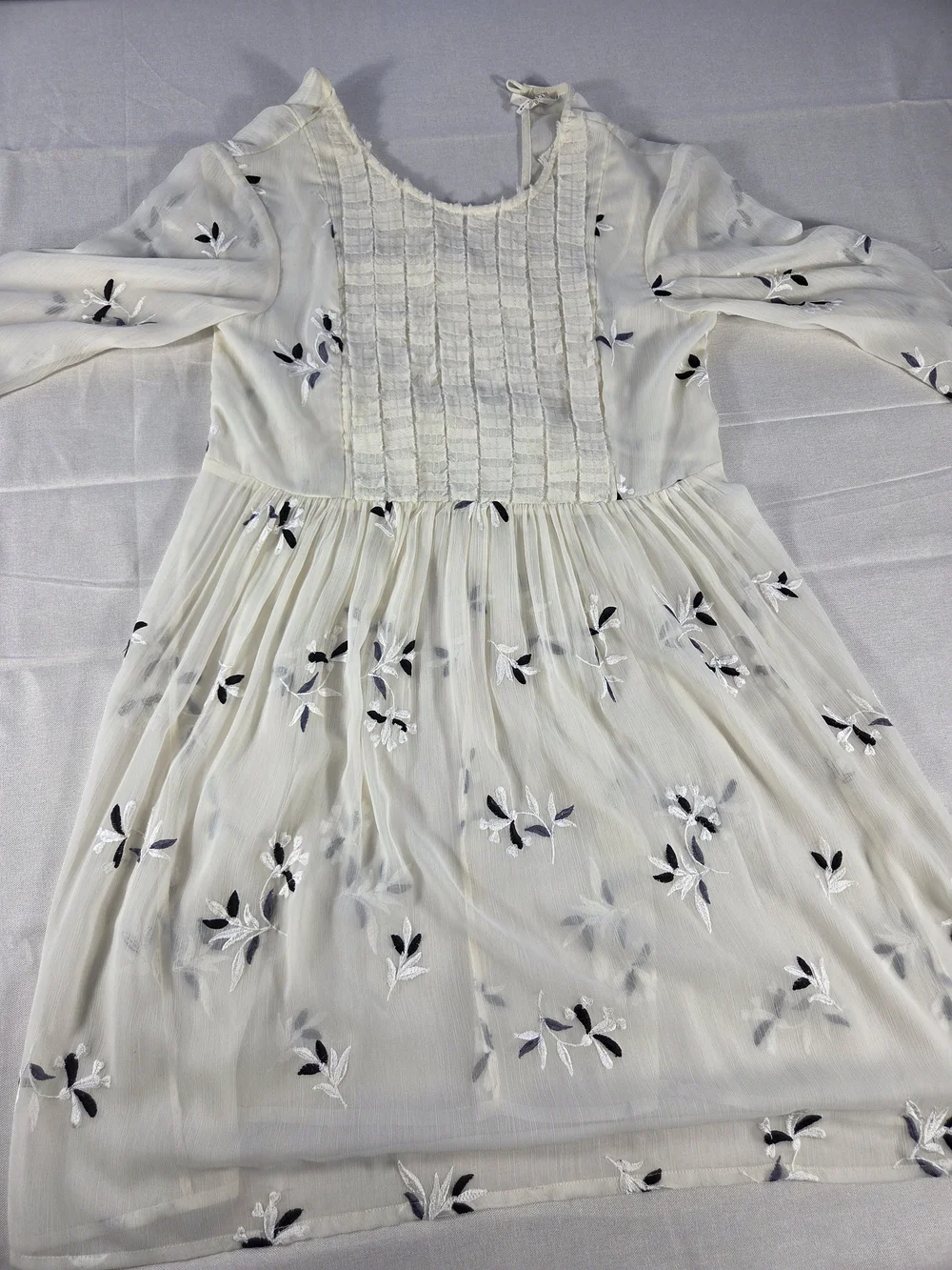 Anthropologie Feather Bone Cream Embroidered Boho Mini Dress 4